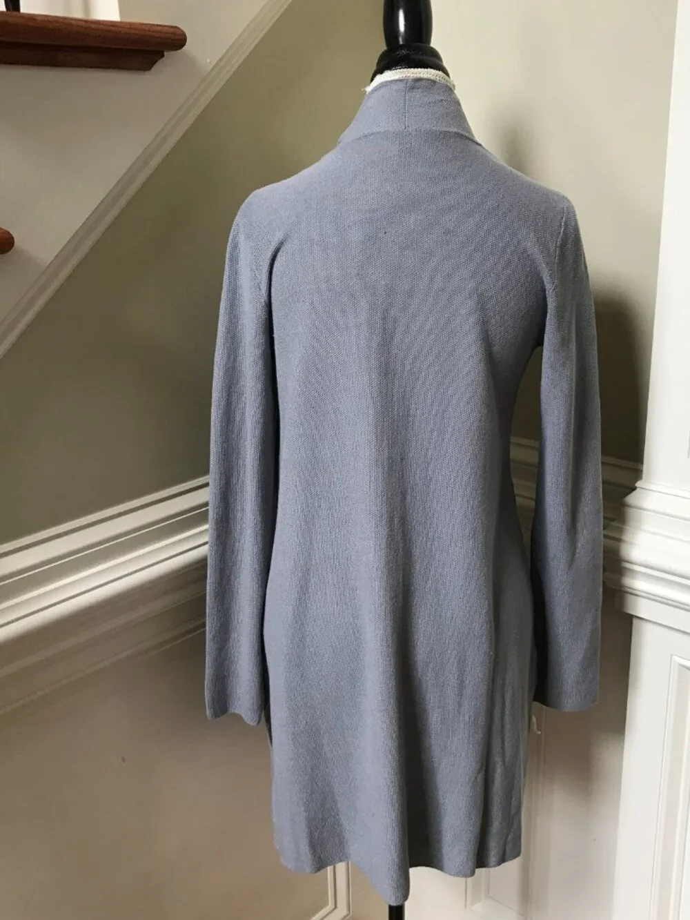 Eileen Fisher Organic Cotton Linen Cardigan Sweater Womens XS Gray Knit Jacket